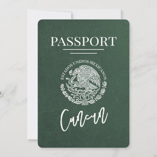 Invitation Mariage de passeport de Cancun vert (Dos)