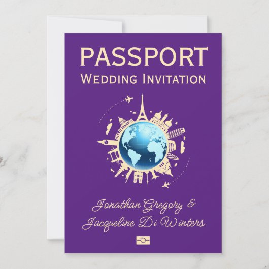 Invitation Mariage de passeport de destination Globe Fun pers (Devant)
