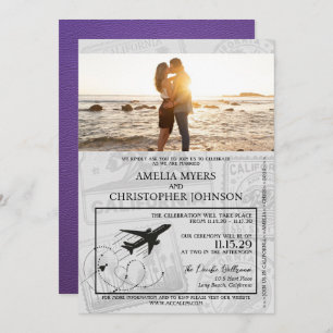 Invitation Mariage de passeport de la Californie violette