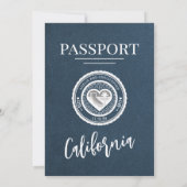 Invitation Mariage de passeport de la Marine Blue California (Dos)