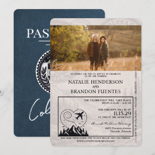 Invitation Mariage de passeport de la Marine Blue Colorado