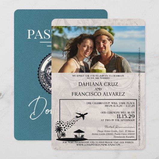 Invitation Mariage de passeport de République dominicaine tur (Devant / Derrière)