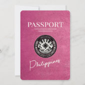 Invitation Mariage de passeport des Philippines rose Magenta (Dos)