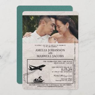 Invitation Mariage de passeport des Philippines Turquoise