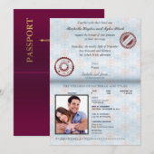 Invitation Mariage de passeport français (sans éblouissement) (Devant / Derrière)