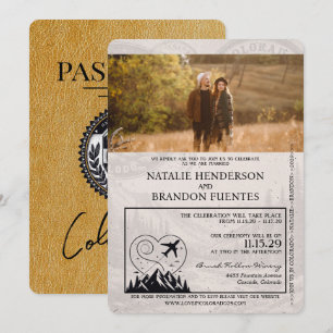 Invitation Mariage de passeport Gold Colorado
