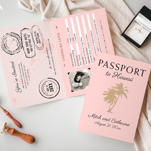 Invitation Mariage de passeport Hawaii de Palm Rose
