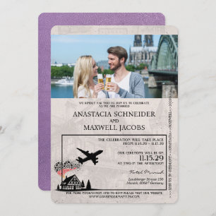 Invitation Mariage de passeport Lavender Purple Allemagne