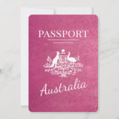 Invitation Mariage de passeport Magenta Pink Australie (Dos)