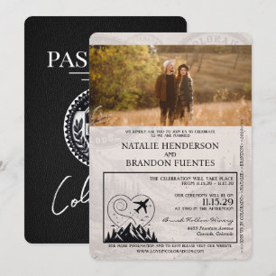 Invitation Mariage de passeport noir du Colorado
