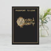 Invitation Mariage de passeport noir moderne (Debout devant)