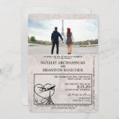 Invitation Mariage de passeport Paris Blanc (Devant / Derrière)