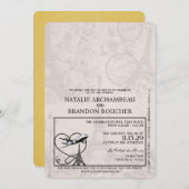 Invitation Mariage de passeport Paris Jaune (Devant / Derrière)