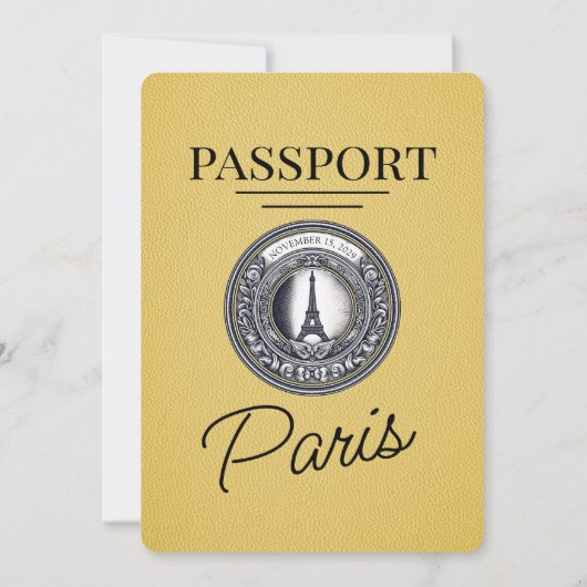 Invitation Mariage de passeport Paris Jaune (Dos)