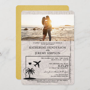 Invitation Mariage de passeport Porto Rico jaune