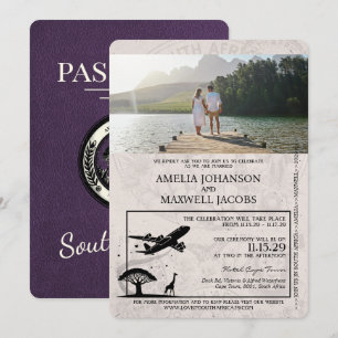 Invitation Mariage de passeport pour l'Afrique du Sud Violet