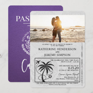 Invitation Mariage de passeport Purple Cancun