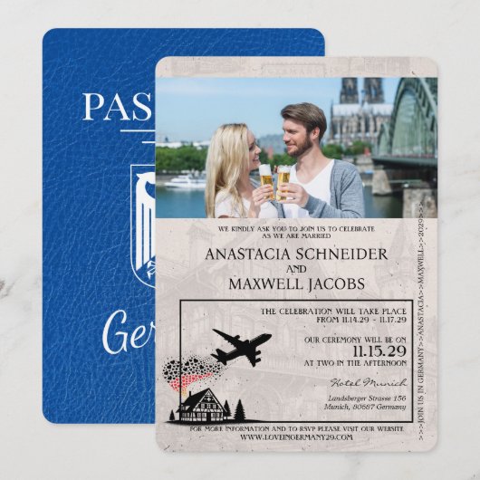Invitation Mariage de passeport Royal Blue Allemagne (Devant / Derrière)
