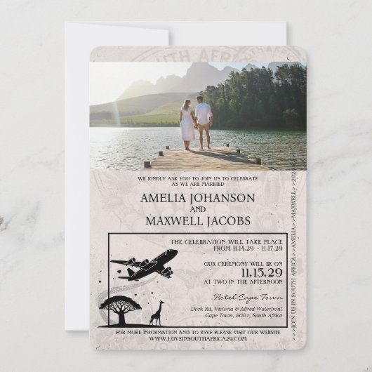 Invitation Mariage de passeport Sage Green Afrique du Sud (Devant)
