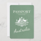 Invitation Mariage de passeport Sage Green Australie (Dos)