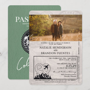 Invitation Mariage de passeport Sage Green Colorado
