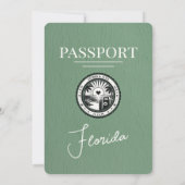 Invitation Mariage de passeport Sage Green Florida (Dos)