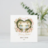 Invitation Mariage de passionné de pêche avec canne et fleurs (Debout devant)