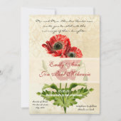 Invitation Mariage de pavot botanique en Damas (Devant)
