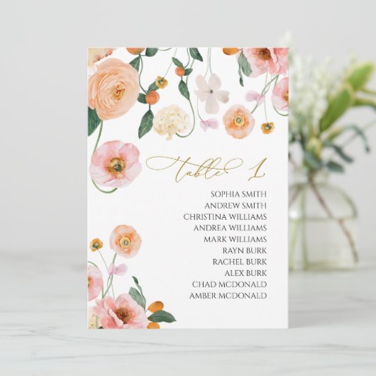 Invitation Mariage de pavot rose Tableau Numéro 1 Tableau de (Debout devant)