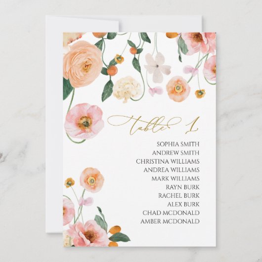 Invitation Mariage de pavot rose Tableau Numéro 1 Tableau de  (Dos)