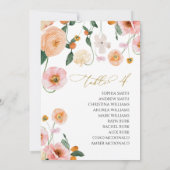 Invitation Mariage de pavot rose Tableau Numéro 4 Tableau de  (Dos)