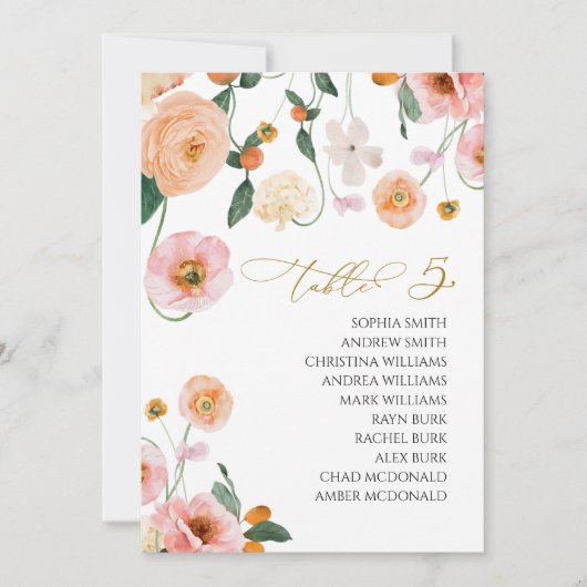 Invitation Mariage de pavot rose Tableau Numéro 5 Tableau de  (Devant)