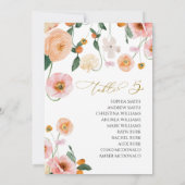 Invitation Mariage de pavot rose Tableau Numéro 5 Tableau de  (Dos)