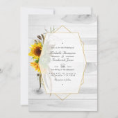 Invitation Mariage de pays de tournesol rustique avec QR Code (Devant)