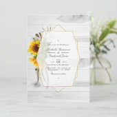 Invitation Mariage de pays de tournesol rustique avec QR Code (Debout devant)