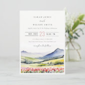 Invitation Mariage de paysage floral de printemps de pays min (Debout devant)