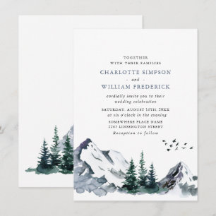 Invitation Mariage de paysage forestier des montagnes élégant