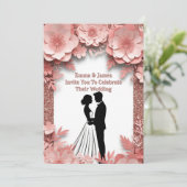Invitation 🌷 Mariage de pêche de printemps avec or rose 💍 (Debout devant)