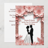 Invitation 🌷 Mariage de pêche de printemps avec or rose 💍 (Devant / Derrière)