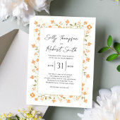 Invitation Mariage de Pêche Élégante Calligraphie Script Flor