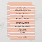 Invitation Mariage de pêche et de bandes blanches (Devant / Derrière)