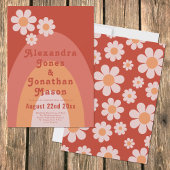 Invitation Mariage de pêche moderne les années 70 rétro