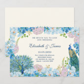 Invitation Mariage de pecock orchidée à fleurs bleues (Devant / Derrière)