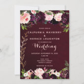 Invitation Mariage de Pedigree rose de Bourgogne (Devant)