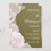 Invitation Mariage De Peine Rose Et Vert Olivier (Devant / Derrière)