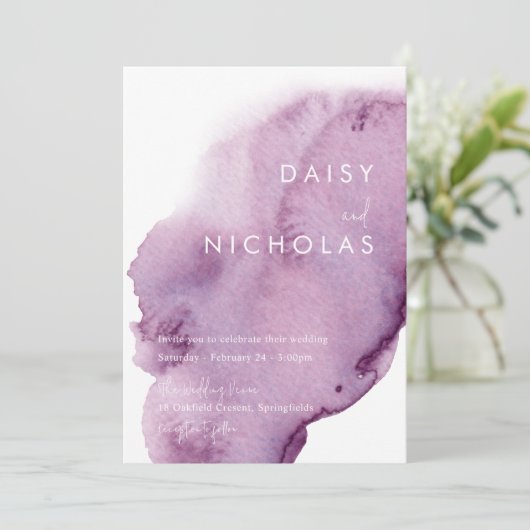 Invitation Mariage de peinture à l'aquarelle moderne (Debout devant)