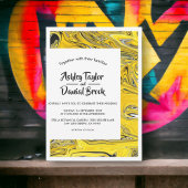 Invitation Mariage de peinture Abstrait minimal or noir moder