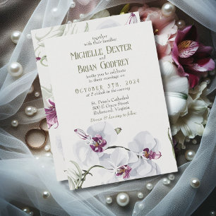 Invitation Mariage de peinture d'orchidées blanches délicates