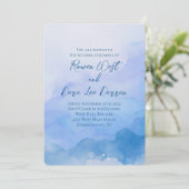 Invitation Mariage de peinture Ombre couleur Aquarelle Bleue (Debout devant)