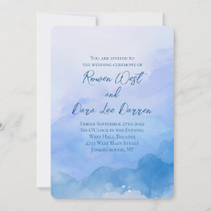 Invitation Mariage de peinture Ombre couleur Aquarelle Bleue